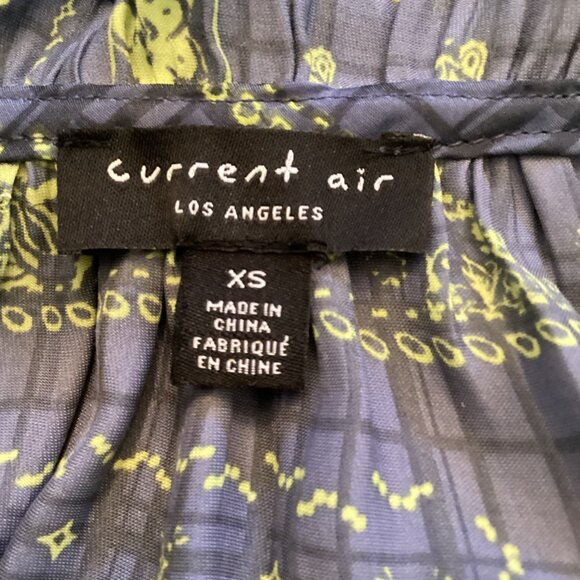 Current Air Anthropologie Top Size XS XSmall Bandana Print Blue Green Lace Sleev - Picture 9 of 10